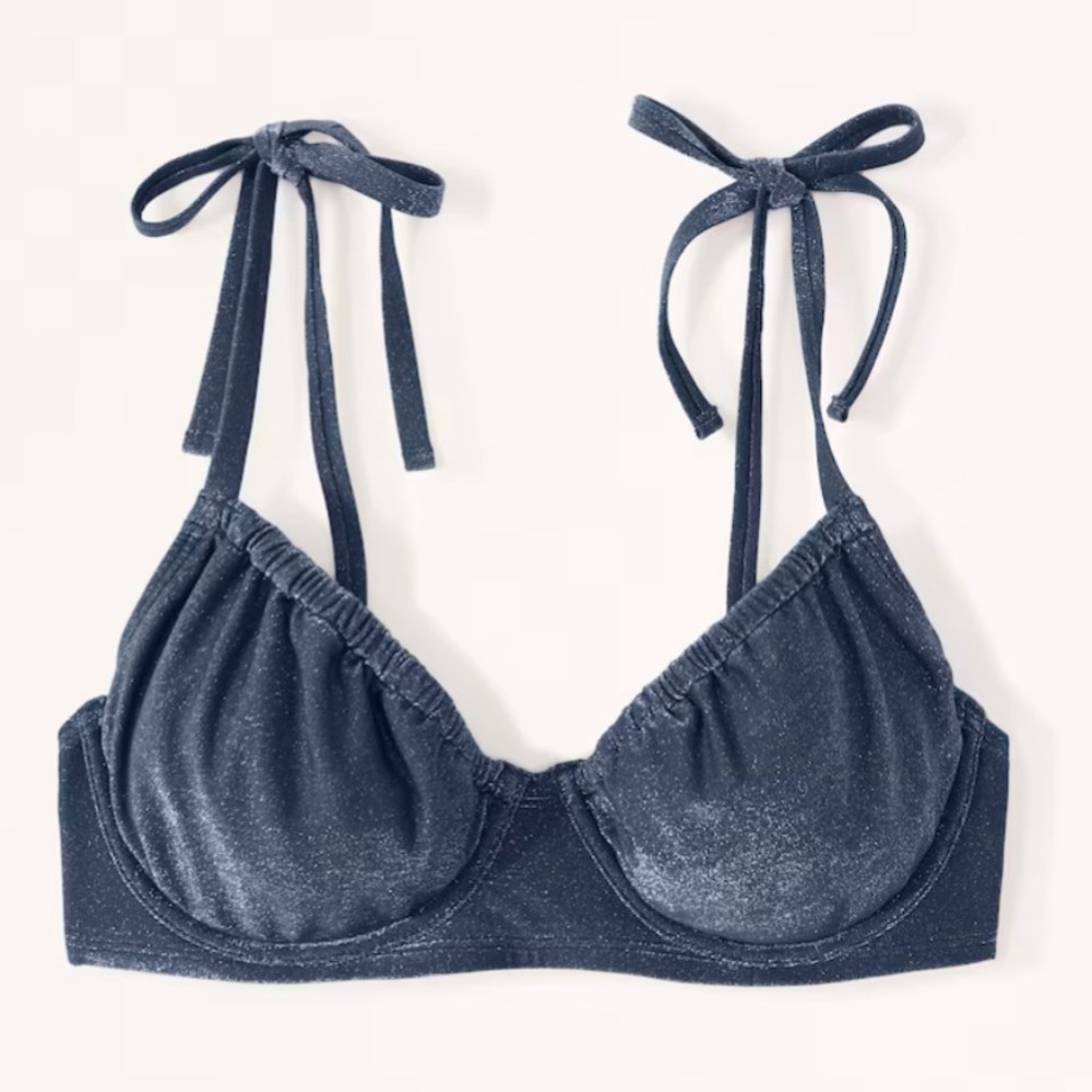 NWT Abercrombie & Fitch Curve Love Shimmer Tie-Strap Underwire Bikini Top Medium